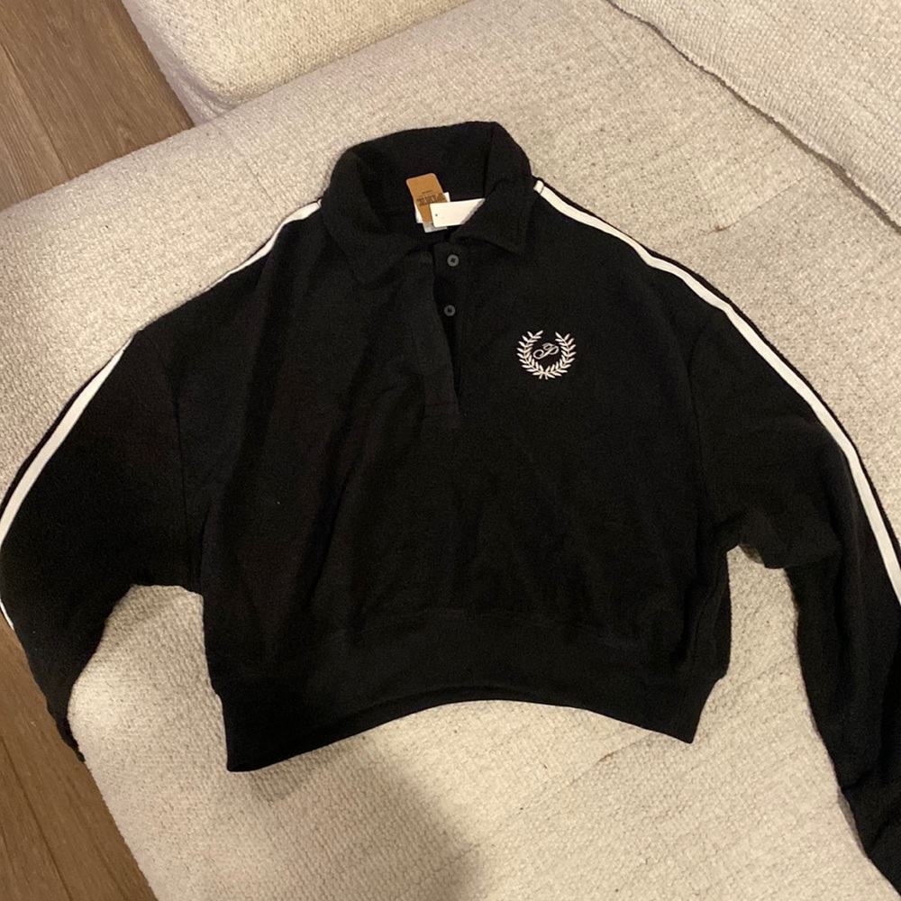 Victoria’s Secret pink Reverse Fleece Cropped Polo Sweatshirt